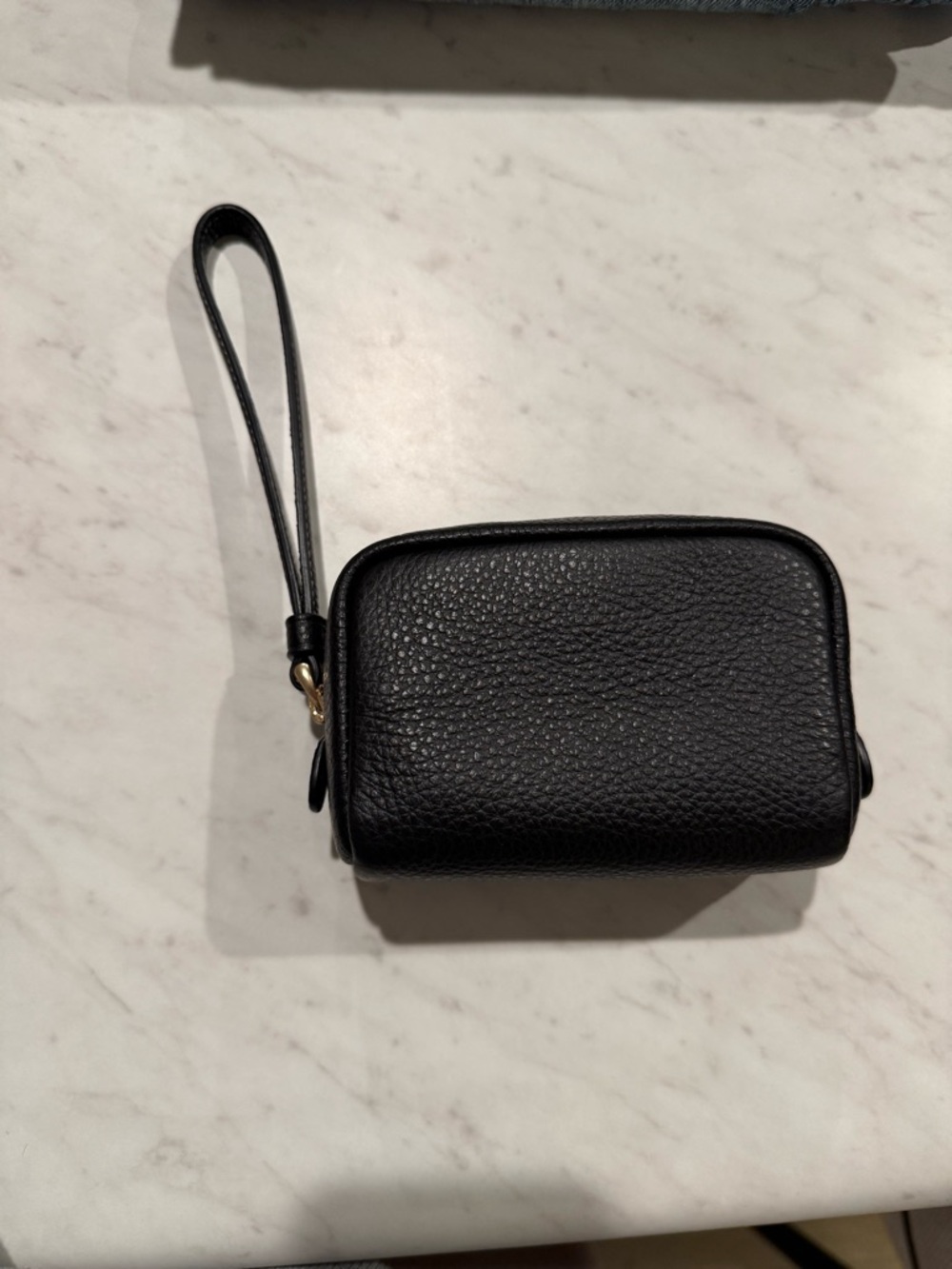 Coach Black Pebbled Leather Wristlet with Gold Logo - Picture 4 of 5